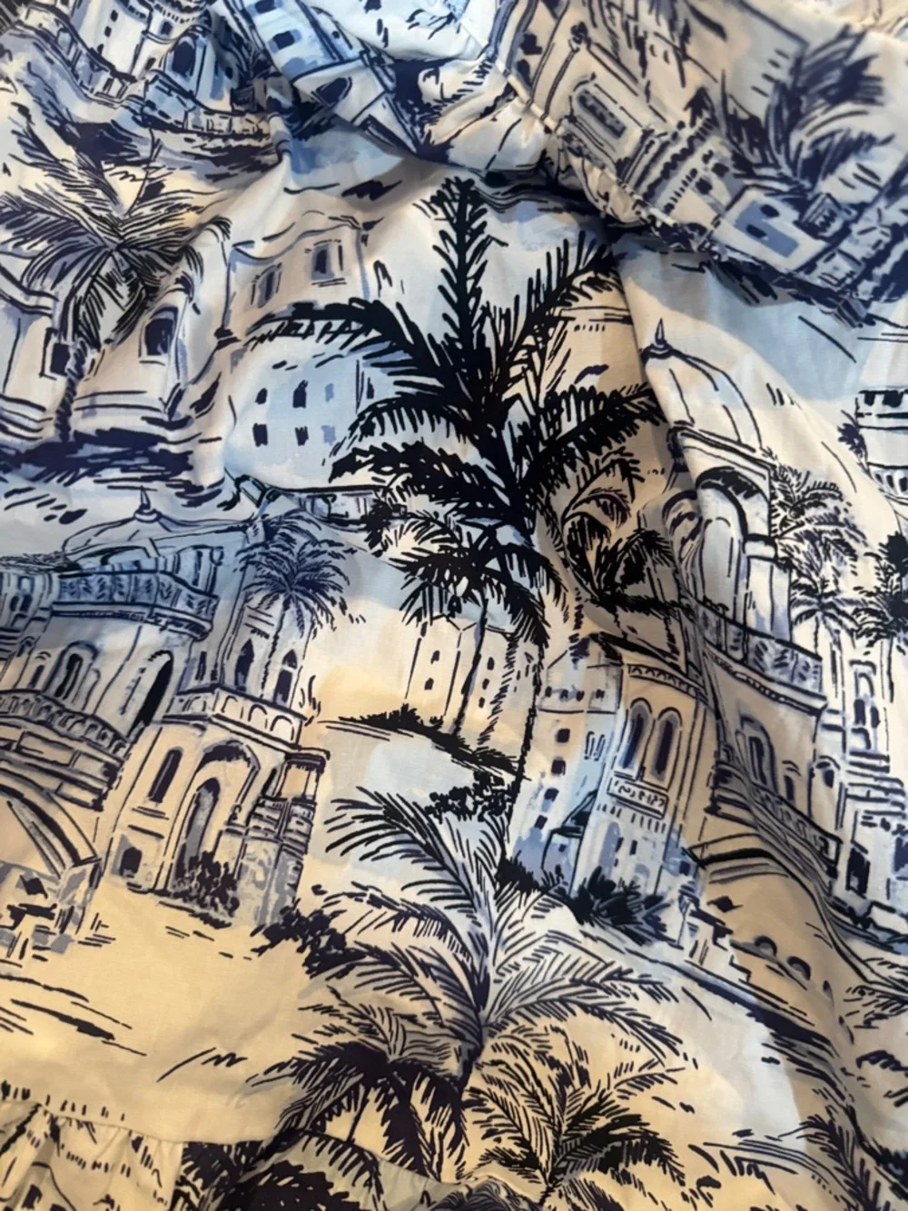 Blue & White Tropical Cityprint Halter Dress - Picture 5 of 7